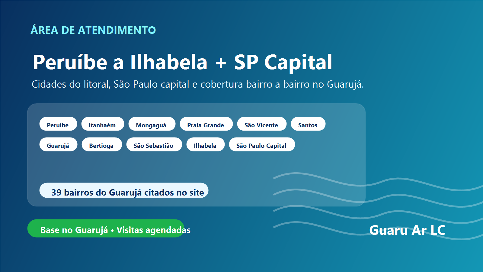 Área de atendimento da Guaru Ar LC de Peruíbe a Ilhabela e SP Capital